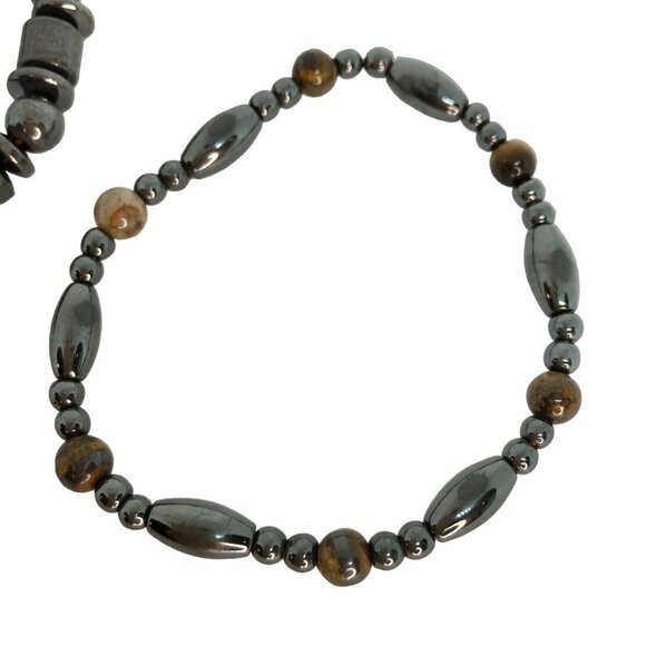 Hematite Tiger Eye Beaded Magnetic Stretch Bracelets Set For Men Or Women - Picture 5 of 5